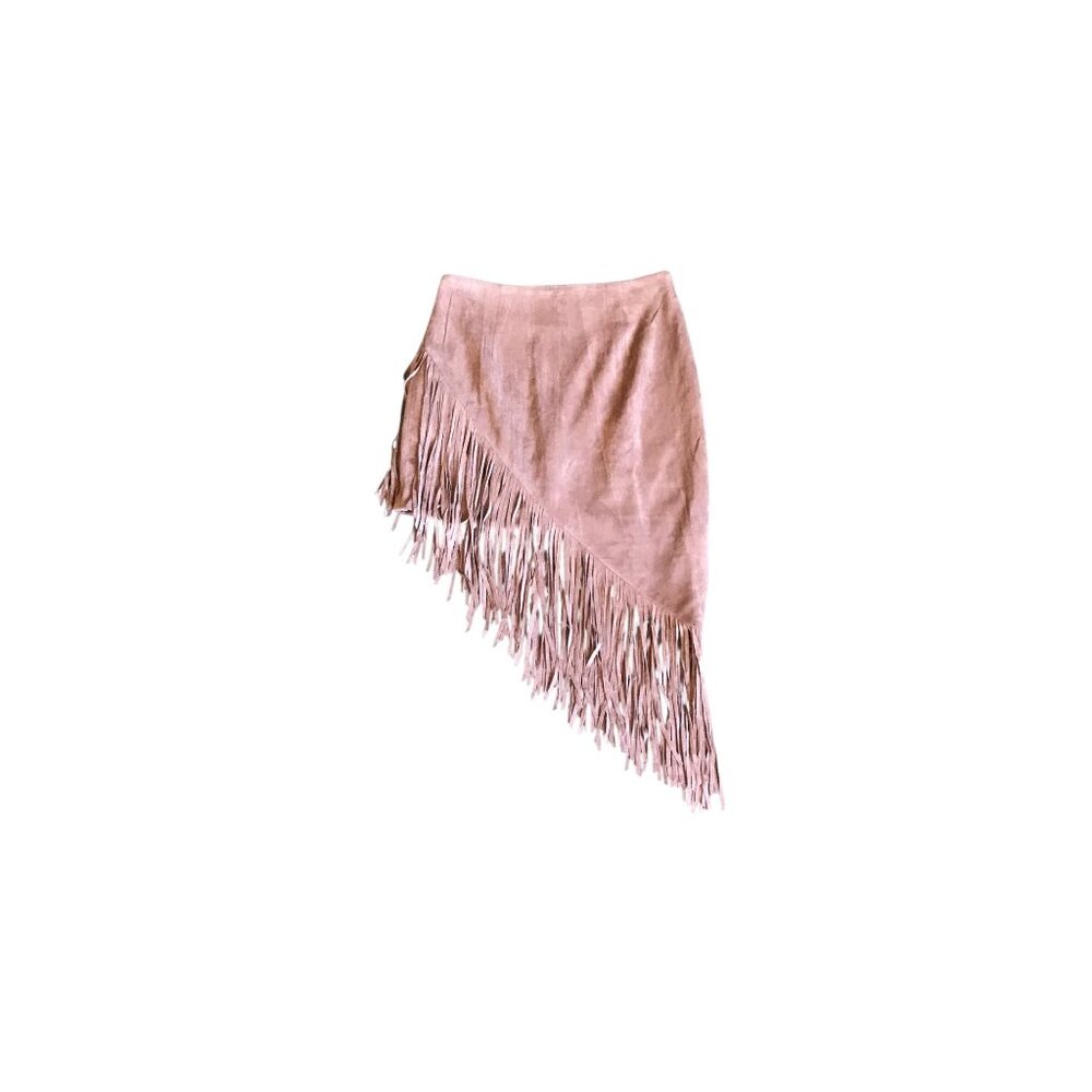 Wishlist Brown Faux Suede Fringe Skirt